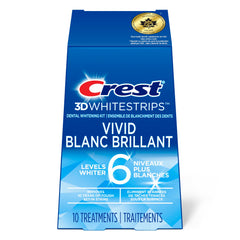 Crest 3D Whitestrips Vivid White At-home Teeth Whitening Kit, 10 Treatments, 6 Levels Whiter