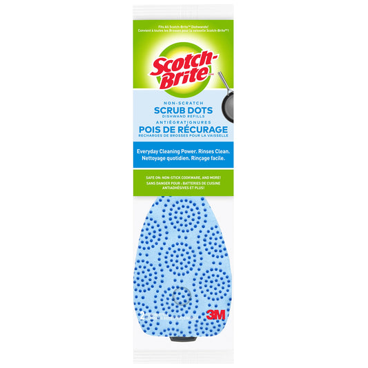 Scotch-Brite Dishwand Refill, 2 Pack, Non Scratch Scrub Dots, Rinses Clean, Replacement Dish Brush Head