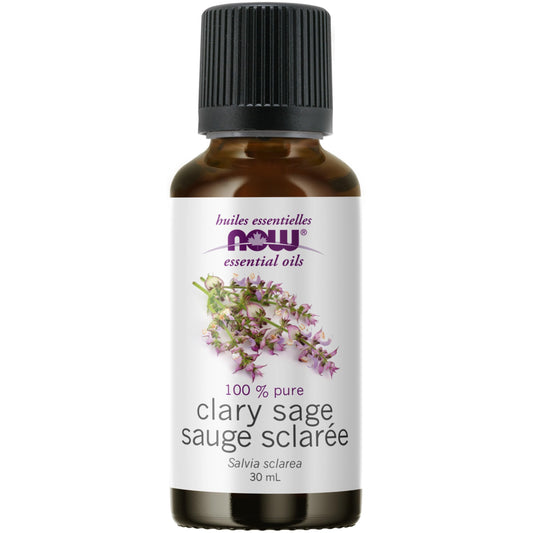 NOW Essential Oils, Clary Sage Oil, Focusing Aromatherapy Scent, Steam Distilled, 100% Pure, Vegan, Child Resistant Cap, 30mL