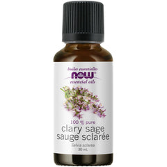 NOW Essential Oils, Clary Sage Oil, Focusing Aromatherapy Scent, Steam Distilled, 100% Pure, Vegan, Child Resistant Cap, 30mL
