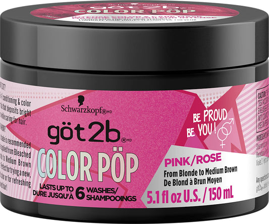 Got2b Color Pop Semi Permanent Hair Color, Pink Hair Colour Mask, 150ml
