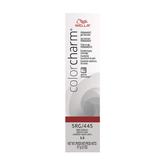 COLORCHARM Permanent Gel | Hair Color for Gray Coverage| 5RG Light Auburn| | 2 Fl oz.