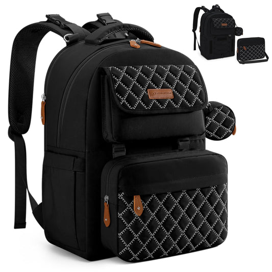 Maelstrom Diaper Bag Backpack,29L-45L Expandable Large Baby Bag for 2 Kids/Twins Baby Stuff, with Removable Cross Body Bottle Bag for Mom/Dad,Stylish Nappy Bag Gift for Boys/Girl-Black