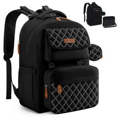 Maelstrom Diaper Bag Backpack,29L-45L Expandable Large Baby Bag for 2 Kids/Twins Baby Stuff, with Removable Cross Body Bottle Bag for Mom/Dad,Stylish Nappy Bag Gift for Boys/Girl-Black