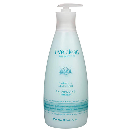 Live Clean Shampoo, Hydrating Fresh Water, 750 mL