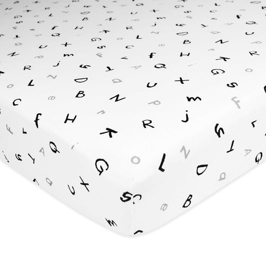 American Baby Company Printed 100% Cotton Jersey Knit Fitted Crib Sheet for Standard Crib and Toddler Mattresses, Alphabet, for Boys and Girls, 28x52x9 Inch (Pack of 1)