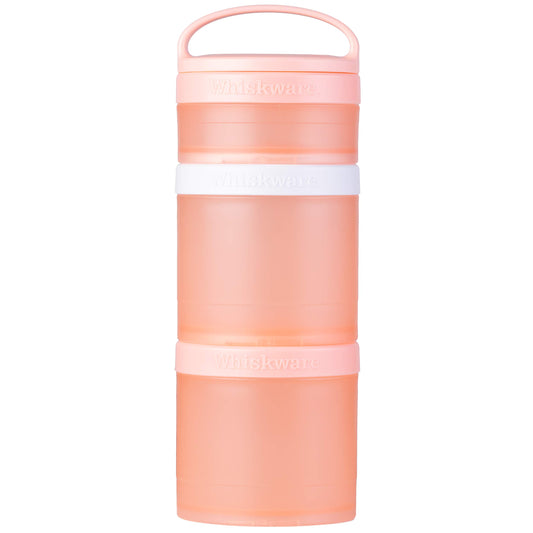 Whiskware Stackable Snack Containers for Kids and Toddlers, 3 Stackable Snack Cups for School and Travel, Coral Color (Pack of 1)