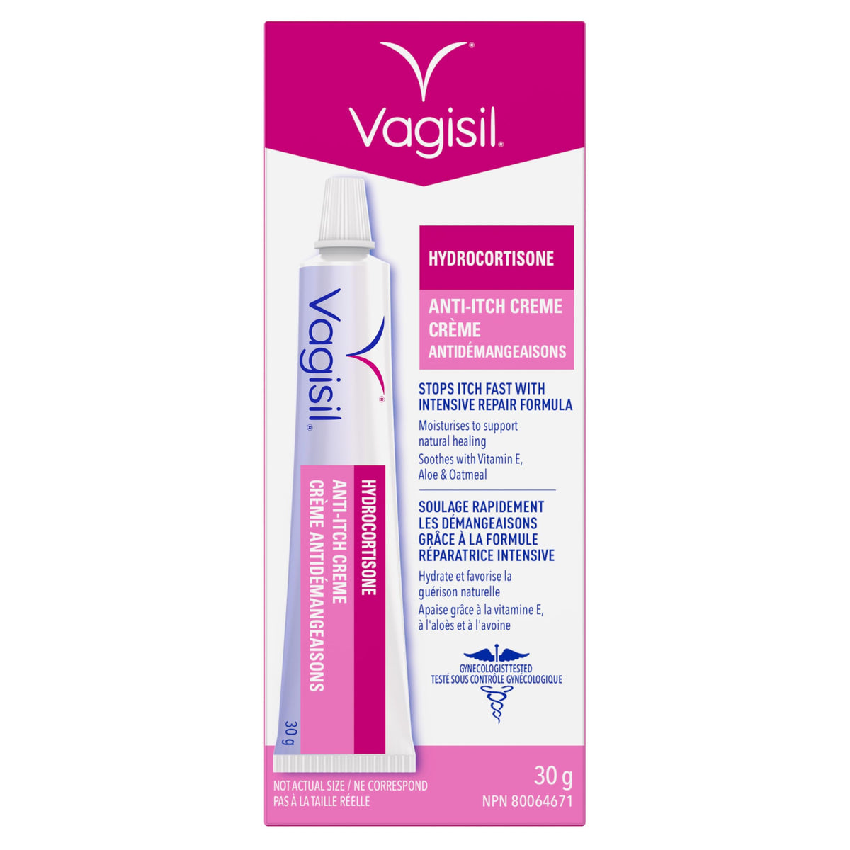 Vagisil Hydrocortisone Anti-Itch Creme Intensive Repair for Feminine Intimate Areas, Gynecologist Tested, 30g
