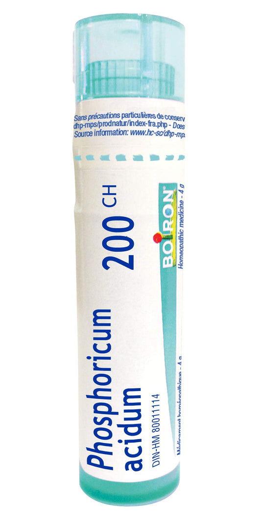 Boiron Phosphoricum acidum 200ch,Homeopathic medicine. Each tube contains 4 g (approximately 80 pellets)