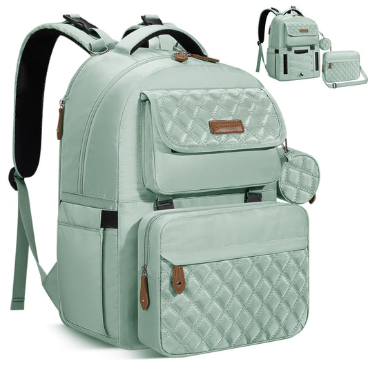 Maelstrom Diaper Bag Backpack,29L-45L Expandable Large Baby Bag for 2 Kids/Twins with Removable Cross Body Bottle Bag for Mom/Dad,Stylish Nappy Bag Gift for Boys/Girl-Mothers Day Gifts-Mint Green