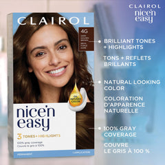 Clairol Nice'n Easy Permanent Hair Dye, 4G Dark Golden Brown Hair Color, 1 Count