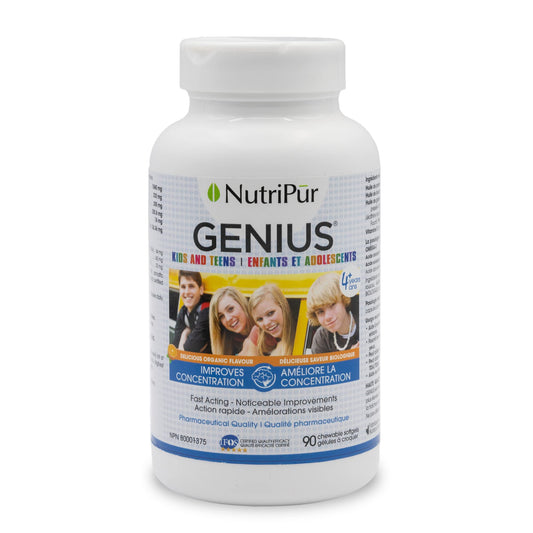 Nutripur GENIUS Kids and Teens - Concentration ADD/ADHD formula, 90 chewable softgels
