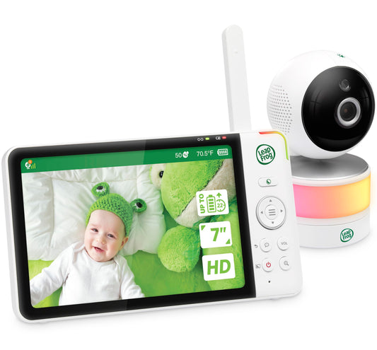 Leapfrog LF920HD Baby Monitor with Camera and Audio, 7" Hd Display Baby Camera Monitor, Color Night Vision, 360 Pan-Tilt, Night Light, Temp & Humidity Sensor, Up to 1000ft, Secure Transmission