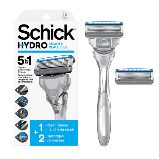 Schick Hydro Skin Smooth Men's Razor 2, 1 Handle and 2 Refills