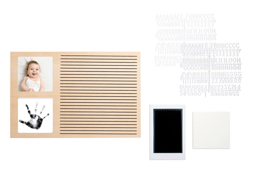 Pearhead Babyprints Letterboard Handprint & Photo Frame, Wooden Customizable Keepsake for New Baby