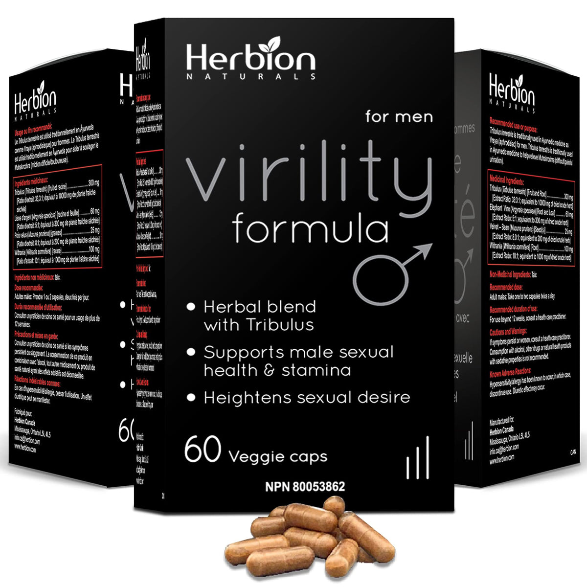 Herbion Naturals Virility Formula - Better Energy, Strength and Stamina, (Pack of 3) 180 Counts