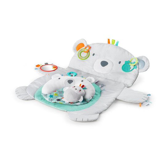 Bright Starts Tummy Time Prop & Play Baby Activity Mat with Support Pillow & Taggies - Polar Bear 35 x 29.5 in., Newborn and up