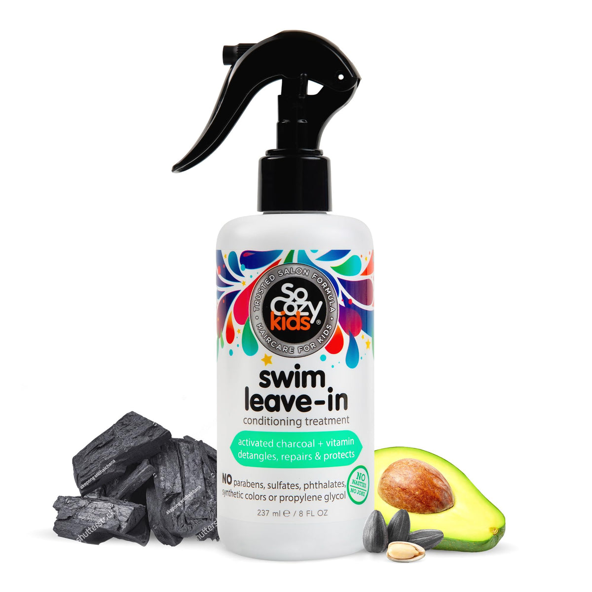 SoCozy Splash Swim Leave-In Treatment and Conditioner - Protects and Repairs Hair Damaged by Pool Chemicals, Saltwater, and the Sun - Loco Lime Scent, 8 Fluid Ounces
