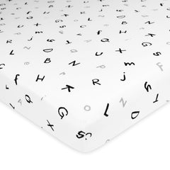 American Baby Company 100% Natural Cotton Value Jersey Knit Fitted Portable/Mini-Crib Sheet, Alphabet, Soft Breathable, for Boys and Girls