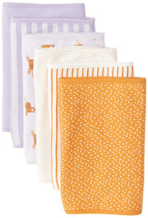 Amazon Essentials Unisex Kids' Burp Cloths, Pack of 6, Cat/Dots/Stripe, One Size