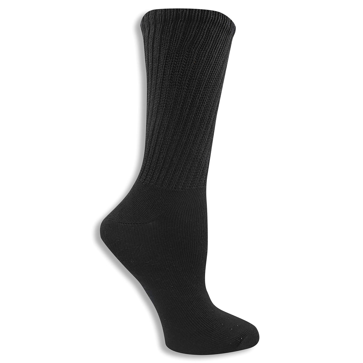 Dr. Scholl's womens 2 Pack Advanced Relief Non-binding Diabetic Crew Casual Sock, Black, Shoe Size 4-10 US