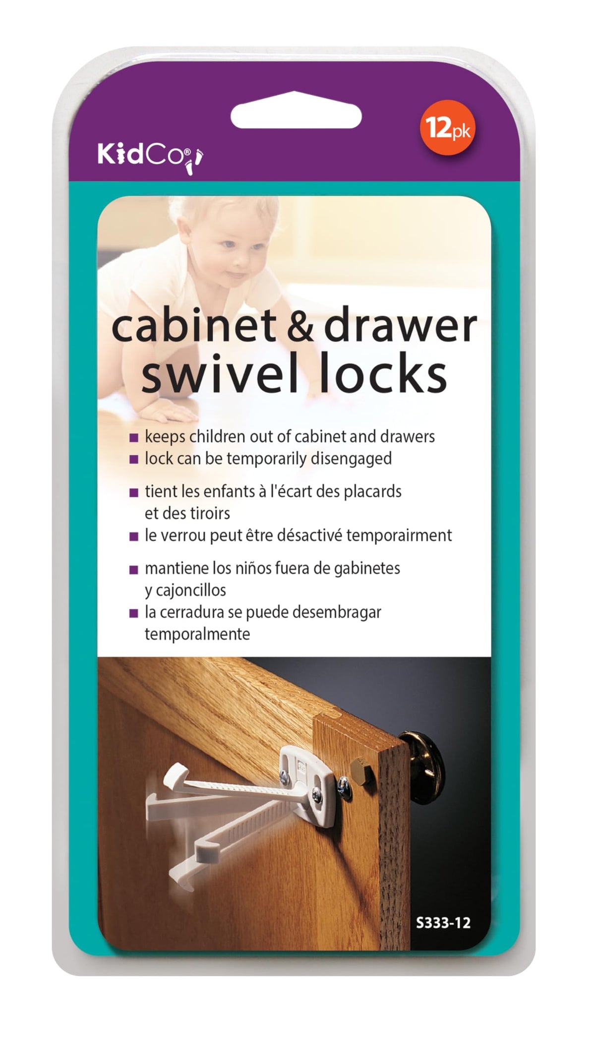 KidCo Swivel Cabinet & Drawer Lock, White, 12 Count