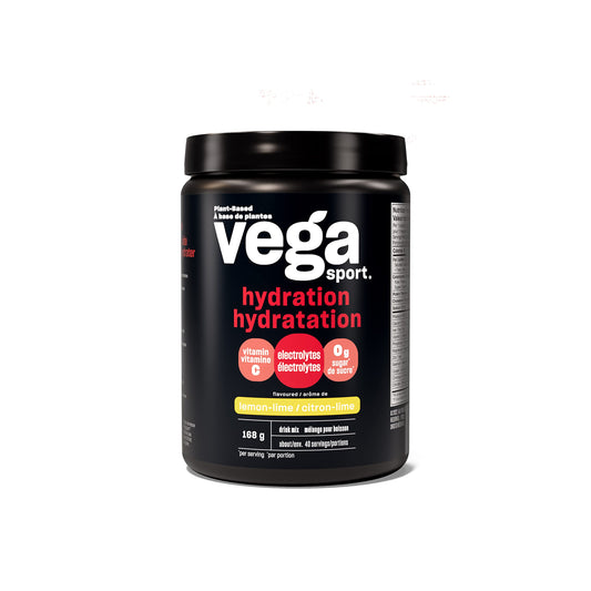 Vega Sport Hydration Electrolyte Powder, Plant Based for Fast Post Workout Hydration – Sugar-Free Lemon Lime, 40 Servings, 168 grams