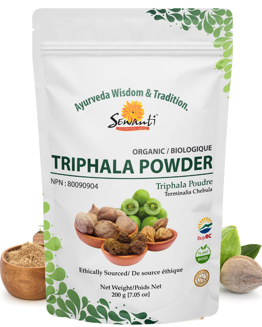 Sewanti Ayurvedic Organic Triphala Powder - Made with Amla, Haritaki & Bhibitaki for Constipation, Digestion & Eye Support, 200g