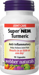 Webber Naturals Super NEM Turmeric, 90 Capsules, Natural Eggshell Membrane for Support of Joint Pain and Stiffness, Non-GMO, Gluten and Dairy Free