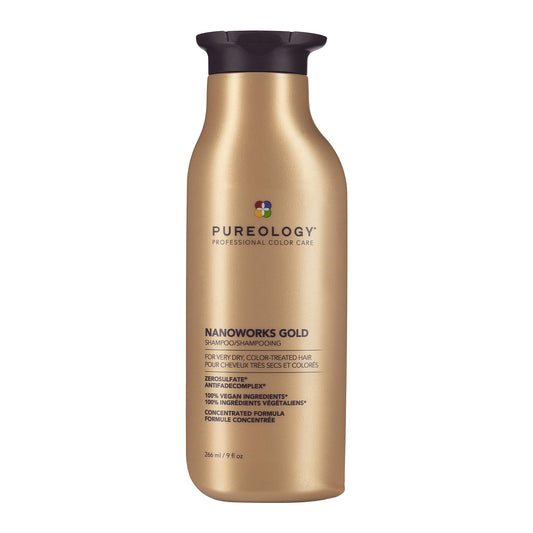 Pureology Nanoworks Gold Shampoo, Anti-Aging Renewal for All Hair Types, Marula Oil & Shea Butter, Vegan, Sulfate-Free