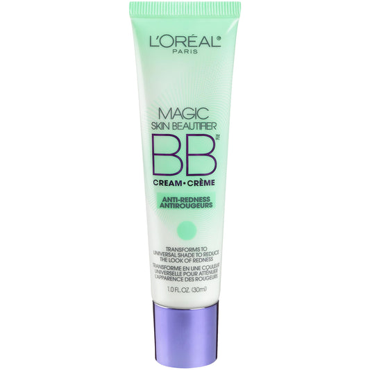 L'Oréal Paris Magic BB Cream, Makeup Primer, Skin Beautifier, Anti-Redness, 4-in-1 Ultra-Light Lotion, Anti-Redness, 30 mL