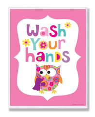 The Kids Room by Stupell Wash Your Hands on Pink Background Rectangle Wall Plaque