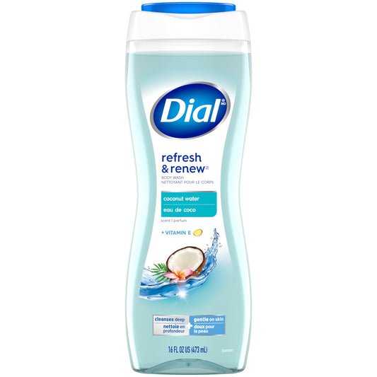 Dial Coconut Water Hydrating Body Wash, 473ml, Dermatologist Tested, Free from Silicones, Parabens, Phthalates, SLES/SLS, Pack of 1