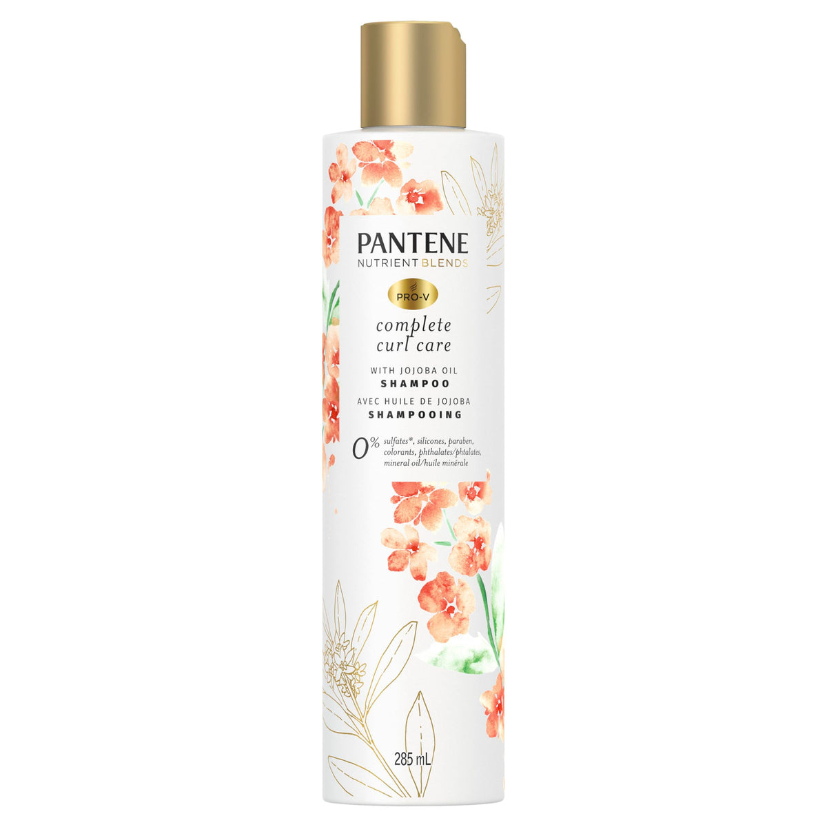 Pantene Sulfate Free Curly Hair Shampoo, Anti Frizz, Adds Shine and Definition to Curls with Jojoba Oil, Safe for Color Treated Hair, Nutrient Blends, 285 mL
