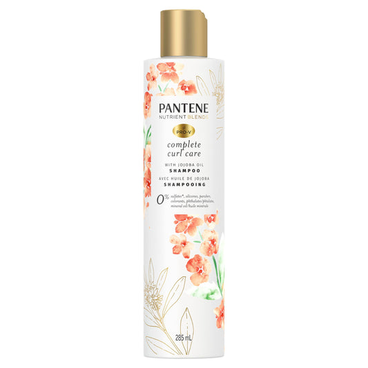 Pantene Sulfate Free Curly Hair Shampoo, Anti Frizz, Adds Shine and Definition to Curls with Jojoba Oil, Safe for Color Treated Hair, Nutrient Blends, 285 mL