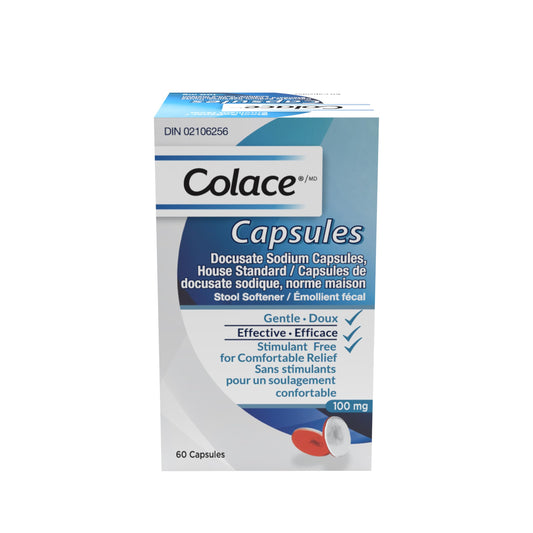Colace Docusate Sodium Stool Softener Capsules | Treats Occasional Constipation | 60 Count