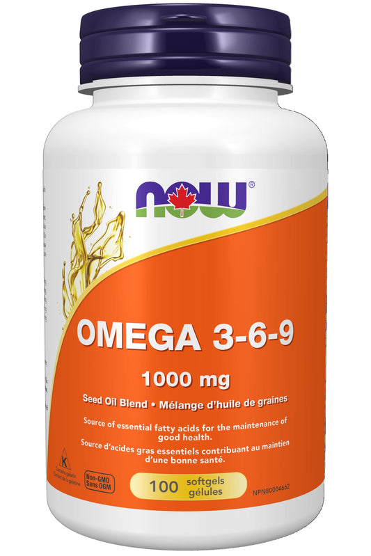 NOW Supplements, Omega 3-6-9 1000 mg with a blend of Flax Seed, Evening Primrose, Canola, Black Currant and Pumpkin Seed Oils, 100 Softgels