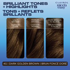 Clairol Nice'n Easy Permanent Hair Dye, 4G Dark Golden Brown Hair Color, 1 Count