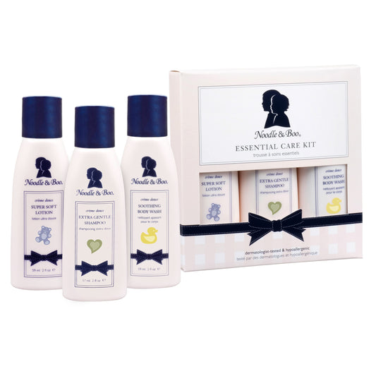Noodle & Boo Essential Care Kit: Soothing Body Wash, Extra Gentle Shampoo and Super Soft Lotion, 2 Ounce Bottle Each