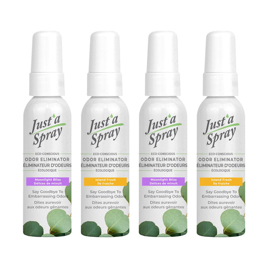 Just a Spray Toilet Odor Eliminator, Island Fresh & Moonlight Bliss, 55 ml (Pack of 4)
