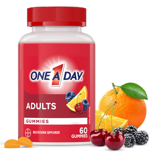 One A Day Adult Multivitamin Gummies - Daily Gummy Multivitamins For Men And Women With Vitamins A, B6, B12, C, D, E, Biotin and Zinc, Supports Immunity And Bone Health, Hair And Nails, 60 Gummies