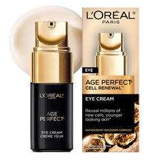 L'Oreal Paris Age Perfect Cell Renewal Anti-Aging Under Eye Cream, Vitamin E, Antioxidants, For Sensitive Skin, Dermatologist Tested, Paraben Free, 0.5 fl oz