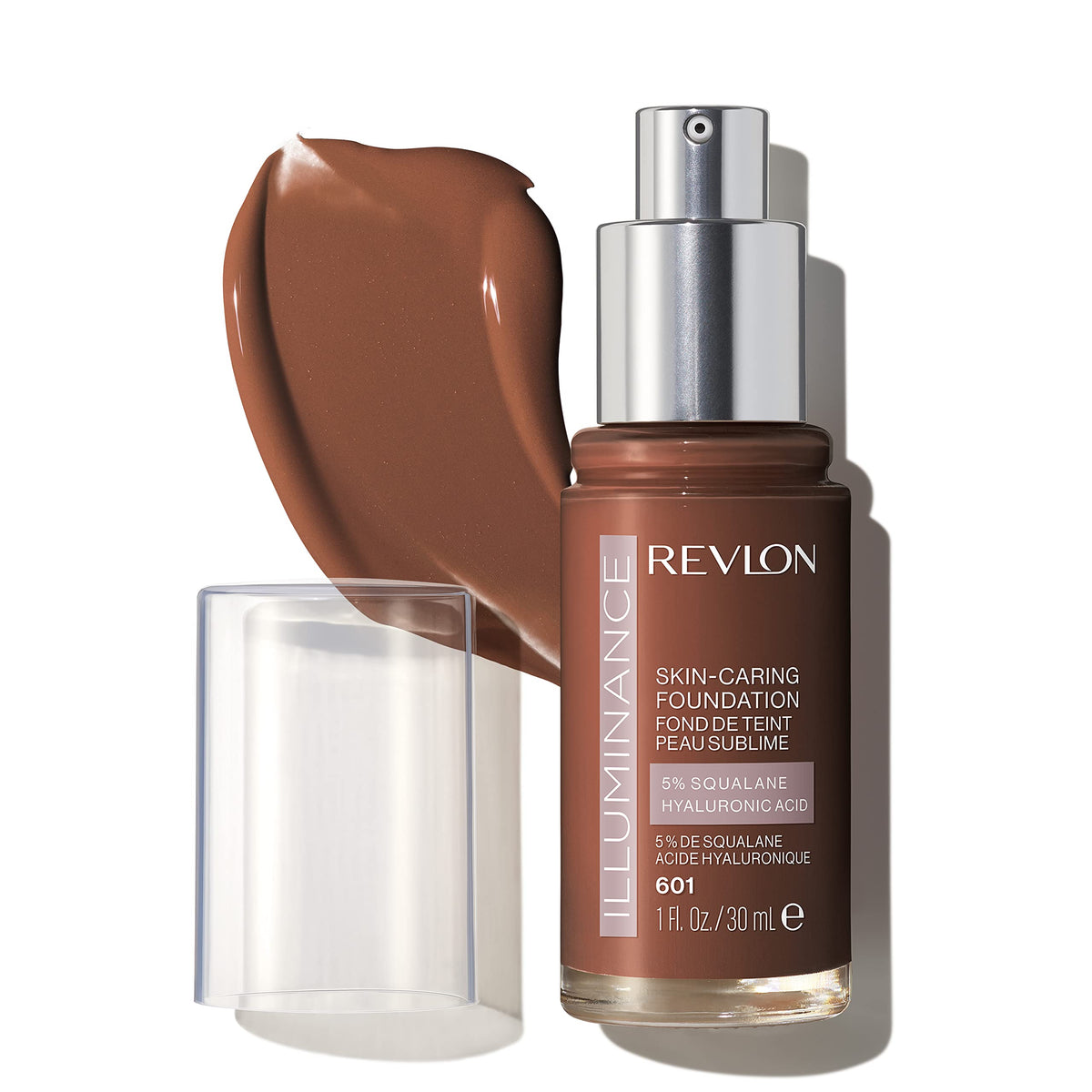 Revlon Illuminance Skin-Caring Liquid Foundation, Hyaluronic Acid, Hydrating and Nourishing Formula with Medium Coverage, 601 Soft Nutmeg (Pack of 1)