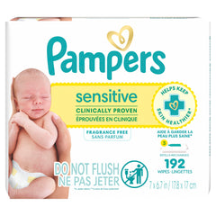 Pampers Baby Wipes, SENSITIVE, 3X Refill Packs, 192 Count
