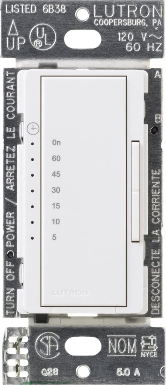 Lutron MA-T51MN-WH Maestro 3-Amp/600 Watt Multi-Location/Single Pole Countdown Timer Control Switch, White