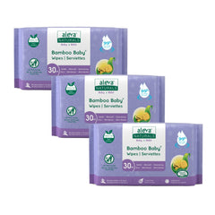 Aleva Naturals Bamboo Travel Baby Wipes 90 Count, Extra Strong and Soft Diaper Wipes, Hypoallergenic, Biodegradable and Soft Wet Wipes - Pack of 3