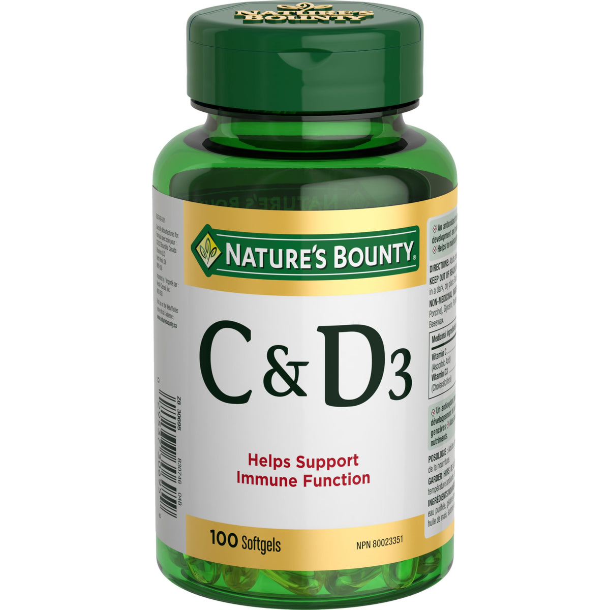 Nature's Bounty Vitamin C and D3 Pills, Supplement, An Antioxidant for the Maintenance of Good Health, 100 Softgels