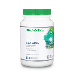 Organika Canadian-Made Glycine - Proteinogenic Amino Acid - Aids Protein Synthesis, Collagen Formation, Joint and Muscle Health, Calming Effect - 120caps