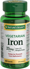 Nature's Bounty Vegetarian Iron, Helps to prevent iron deficiency, 60 Capsules