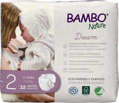 Bambo Nature Hypoallergenic Baby Diapers, Eco-Labeled Diapers, Enhanced Leakage Protection, Totally Chlorine-free - Size 2 (32 Count)
